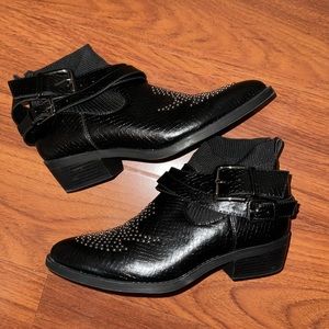 Bershka Embossed sock-style ankle boots with studs western style size 36